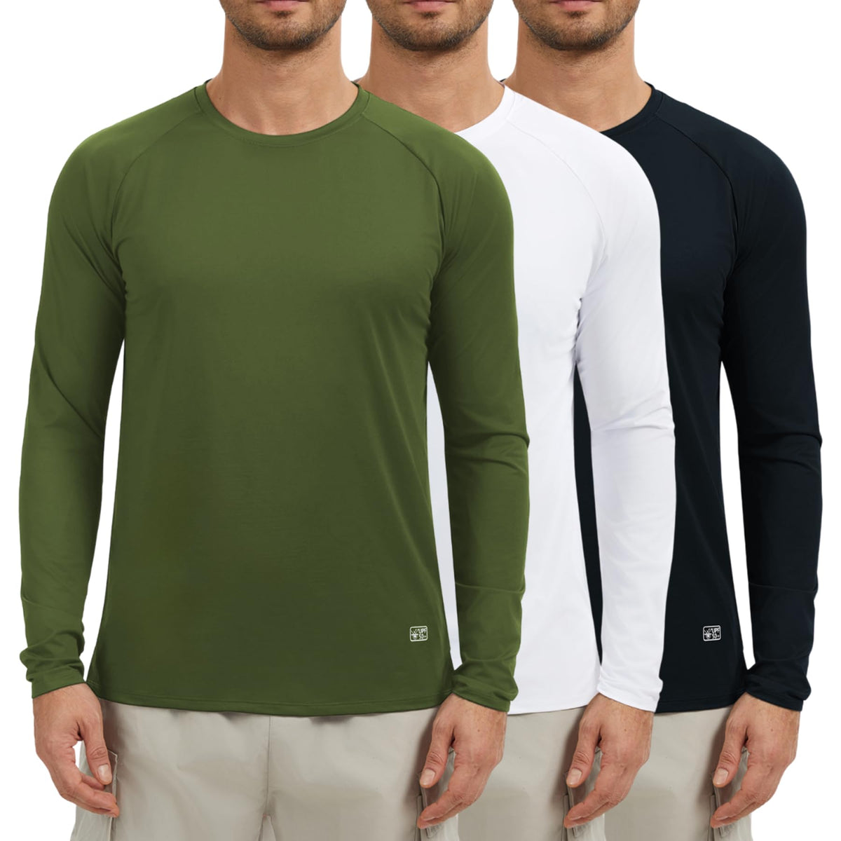 AMZSPORT Men's 3-Pack UPF 50+ Long Sleeve Sun Protection Shirt