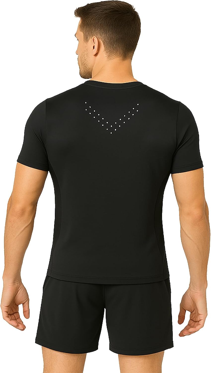 AMZSPORT Men's Short Sleeve Compression Shirt, Cool Dry Running Top