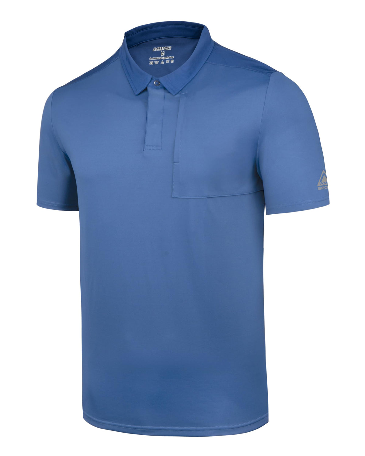 AMZSPORT Men's Short Sleeve Polo Shirt Quick-Dry Zip Pocket Sport