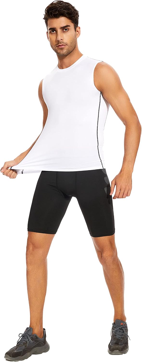 AMZSPORT Men's Compression Tank Top Sleeveless Base Layer Shirt
