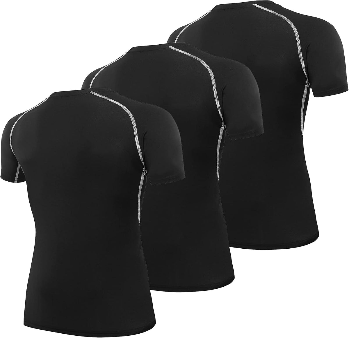 AMZSPORT Men's Short Sleeve Compression Shirt, Cool Dry Running Top