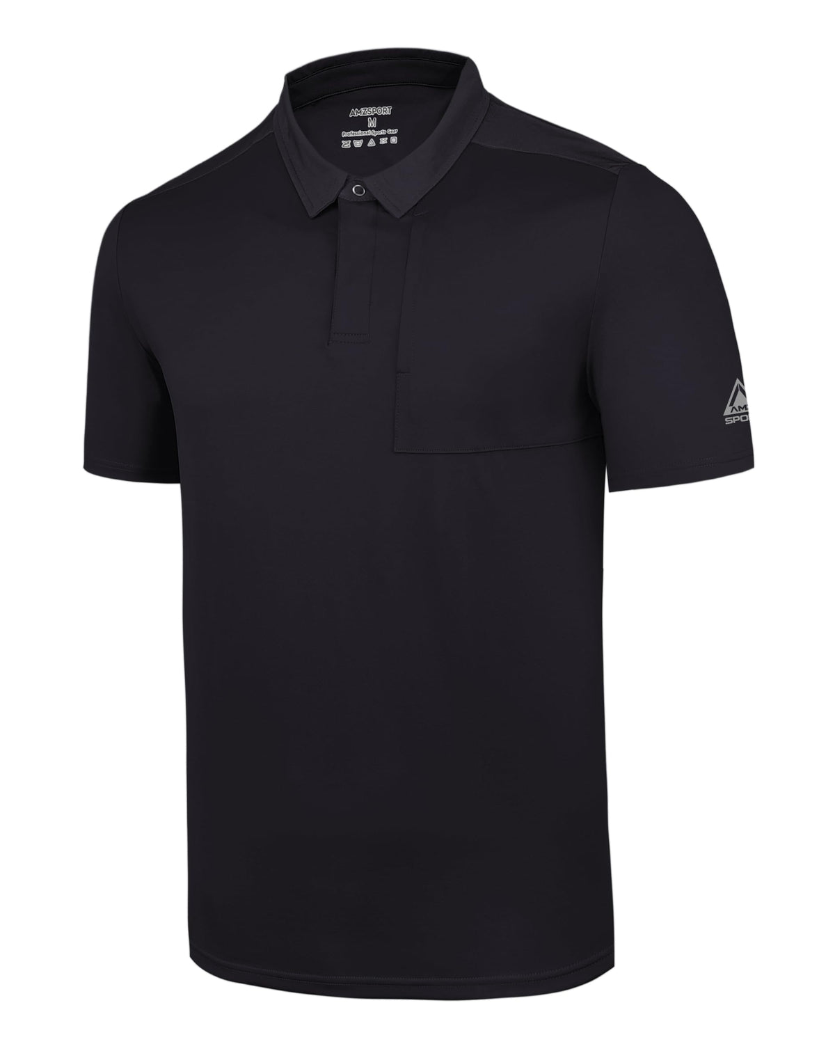 AMZSPORT Men's Short Sleeve Polo Shirt Quick-Dry Zip Pocket Sport