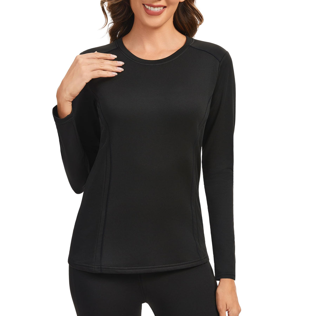 AMZSPORT Women's Thermal Long Sleeve Shirt Slim Fit Winter Base Layer