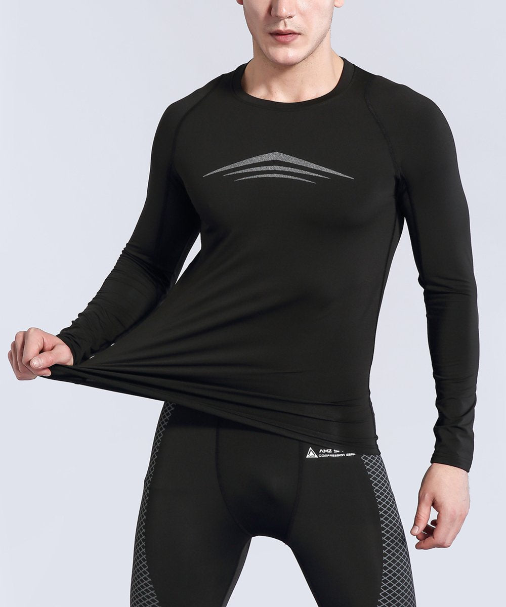 AMZSPORT Men's Long Sleeve Compression Shirt, All-Season