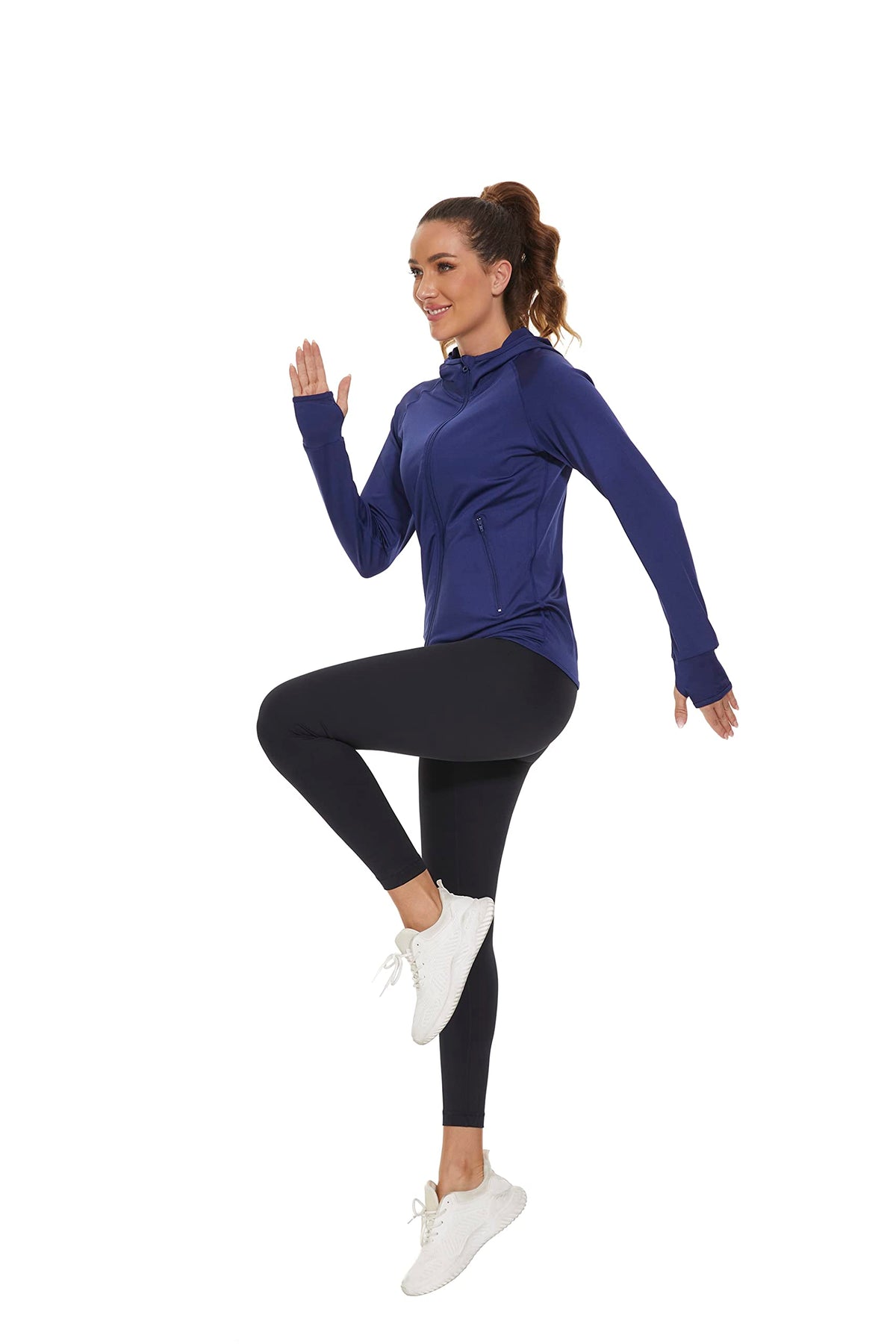 AMZSPORT Women's Running Jacket Long Sleeve Sports Zip-Up