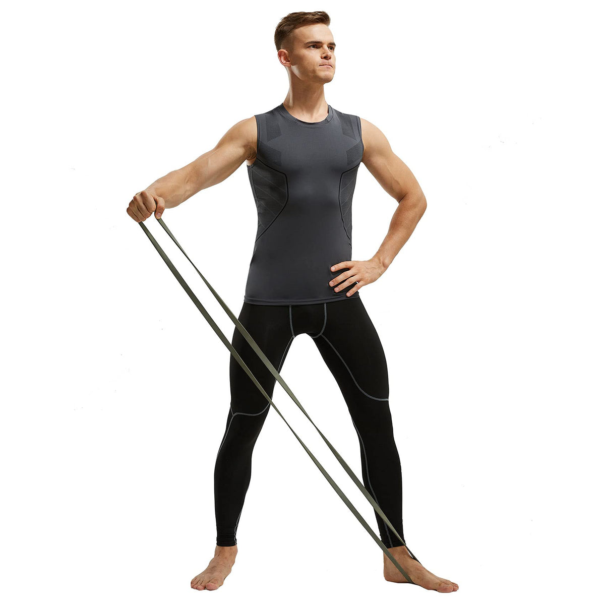 AMZSPORT Men's Compression Sleeveless Shirt, Sports Tank Top