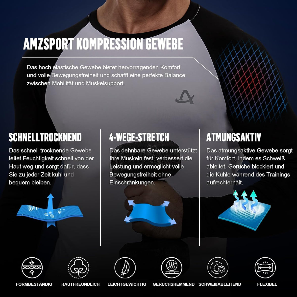 AMZSPORT Men's Long Sleeve Compression Shirt