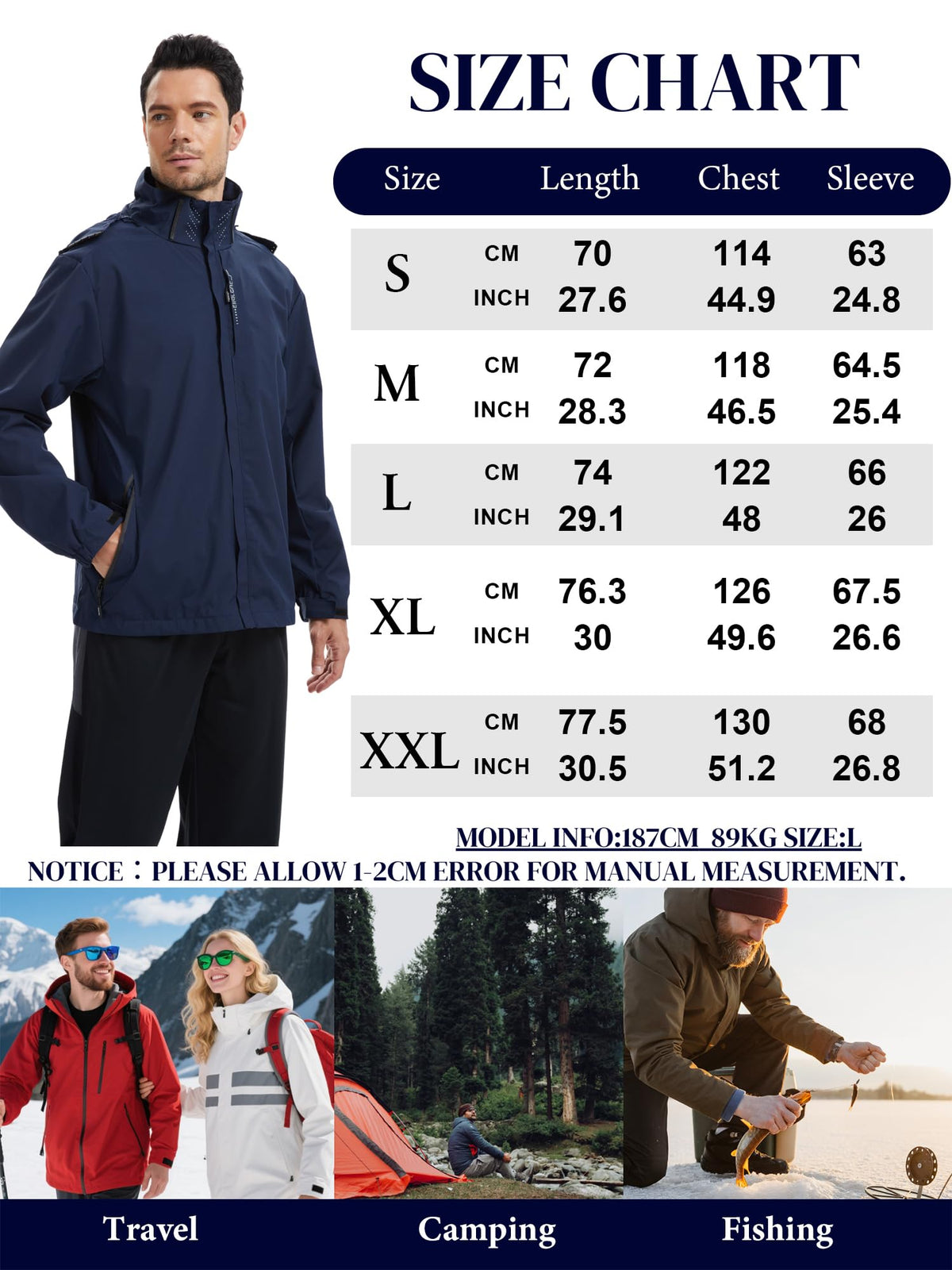 AMZSPORT Men's Hooded Rain Jacket