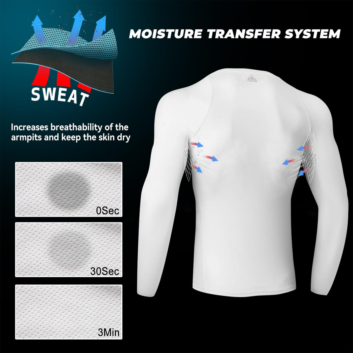 AMZSPORT Men's Long Sleeve Compression Shirt, Quick-Dry