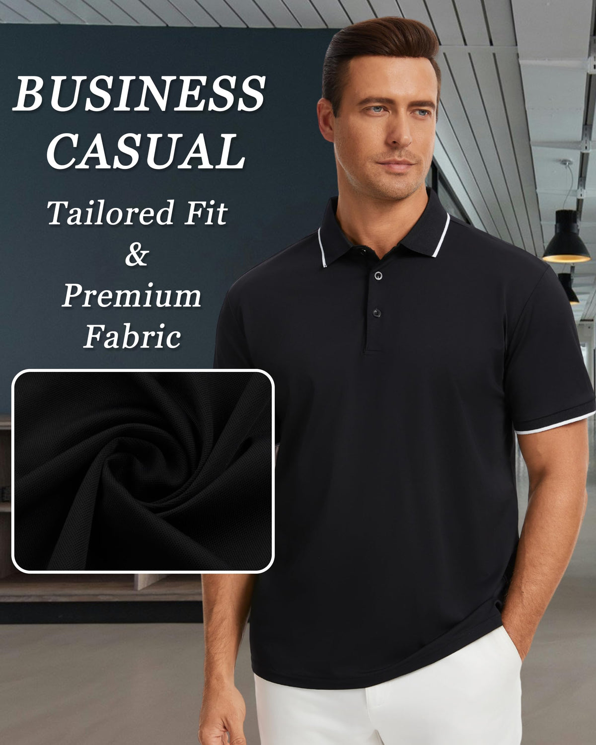 AMZSPORT Men's Short Sleeve Polo Shirt For Golf,Business Or Casual