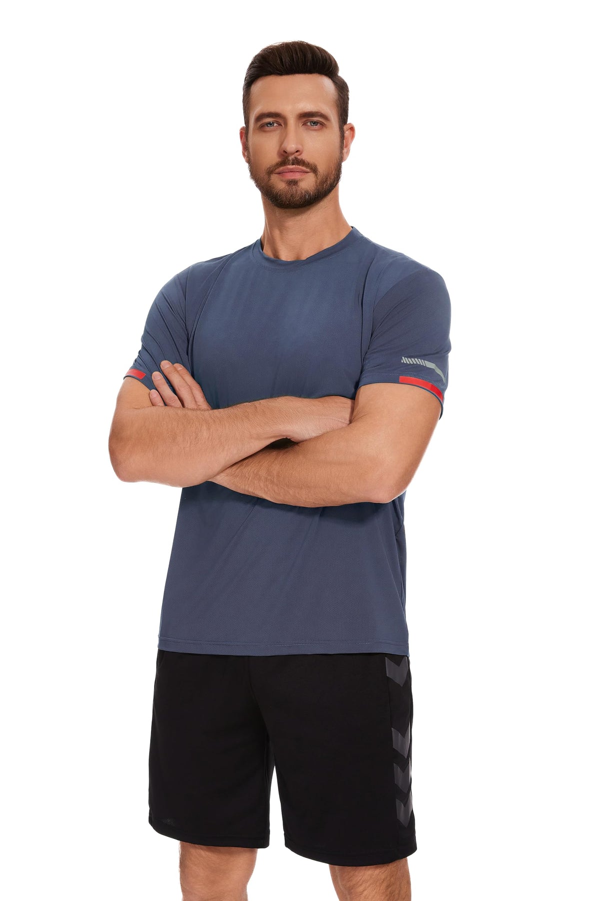 AMZSPORT Herren Sport T-Shirts, 3/5er-Pack Atmungsaktive & Schnelltrocknende Mesh Kurzarmshirts für Laufen, Training & Fitness