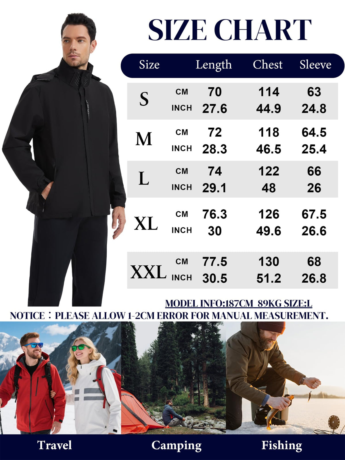 AMZSPORT Men's Hooded Rain Jacket