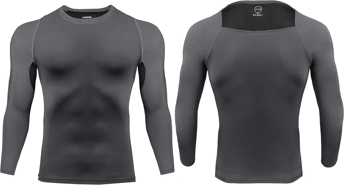 AMZSPORT Men's Long Sleeve Compression Shirt, Breathable