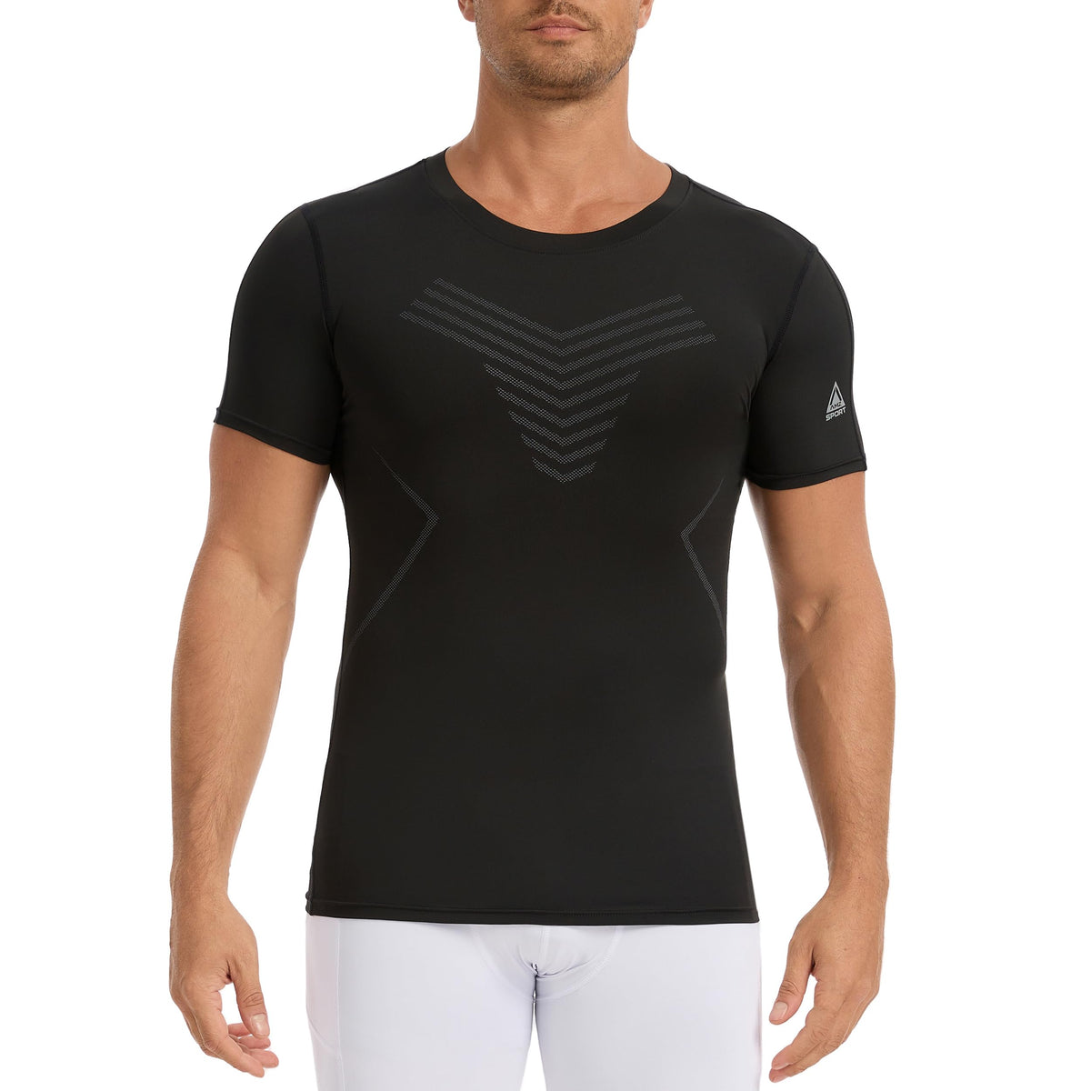 AMZSPORT Men's 1/2-Pack Short Sleeve Compression Shirt Running Top