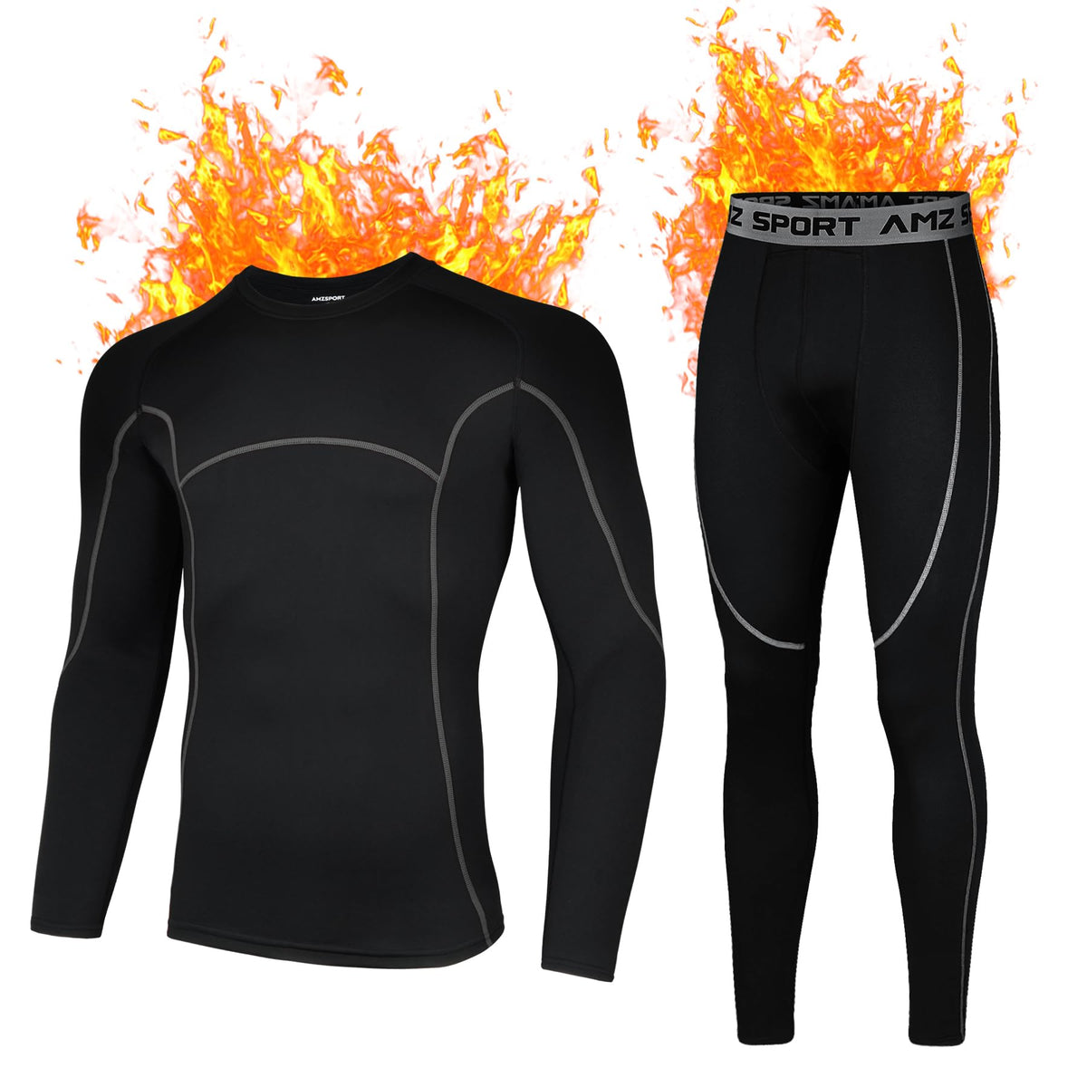 AMZSPORT Men's Warm Thermal Underwear Set, Base Layer