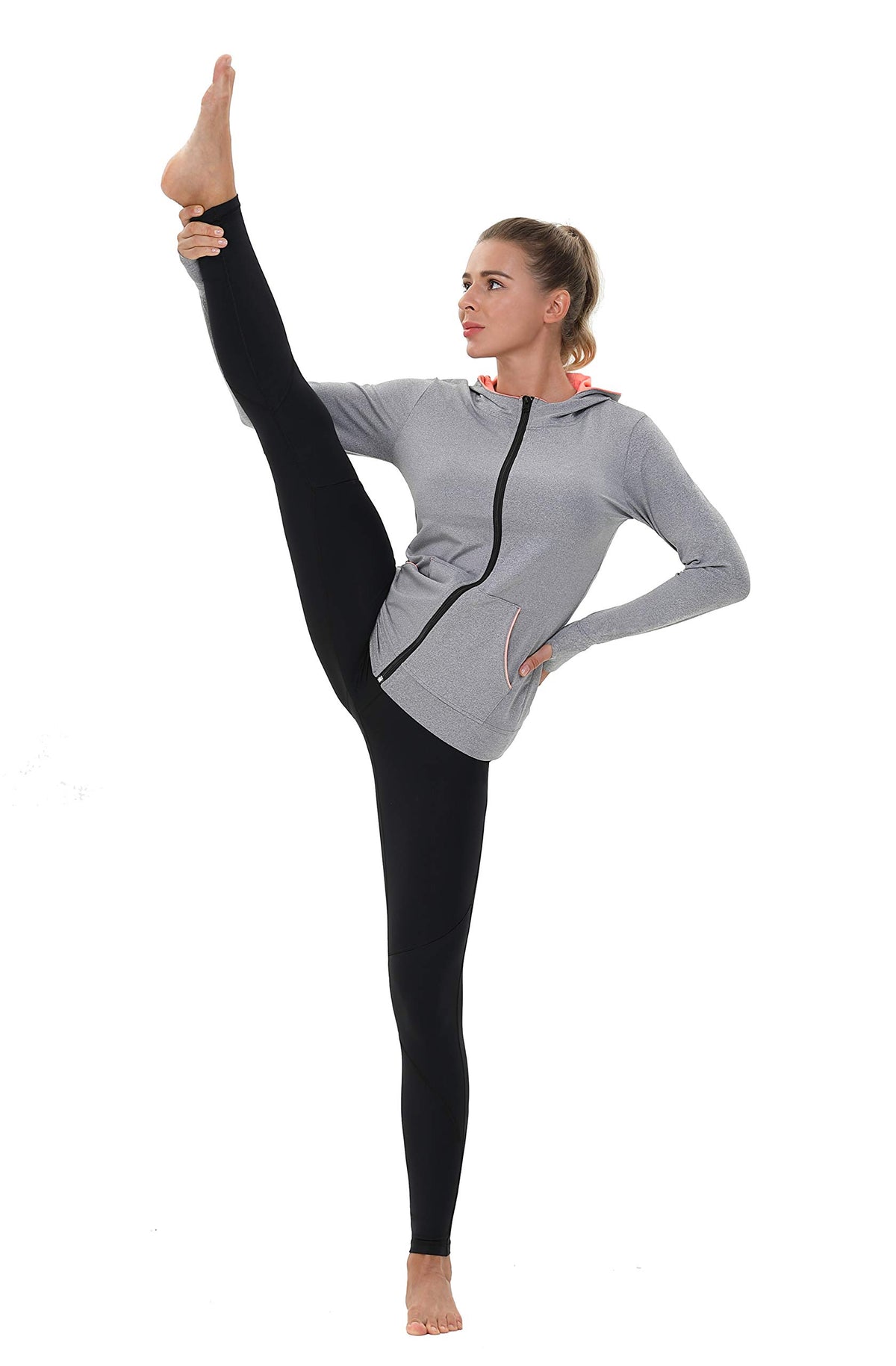 AMZSPORT Women's Running Jacket Long Sleeve with Pockets