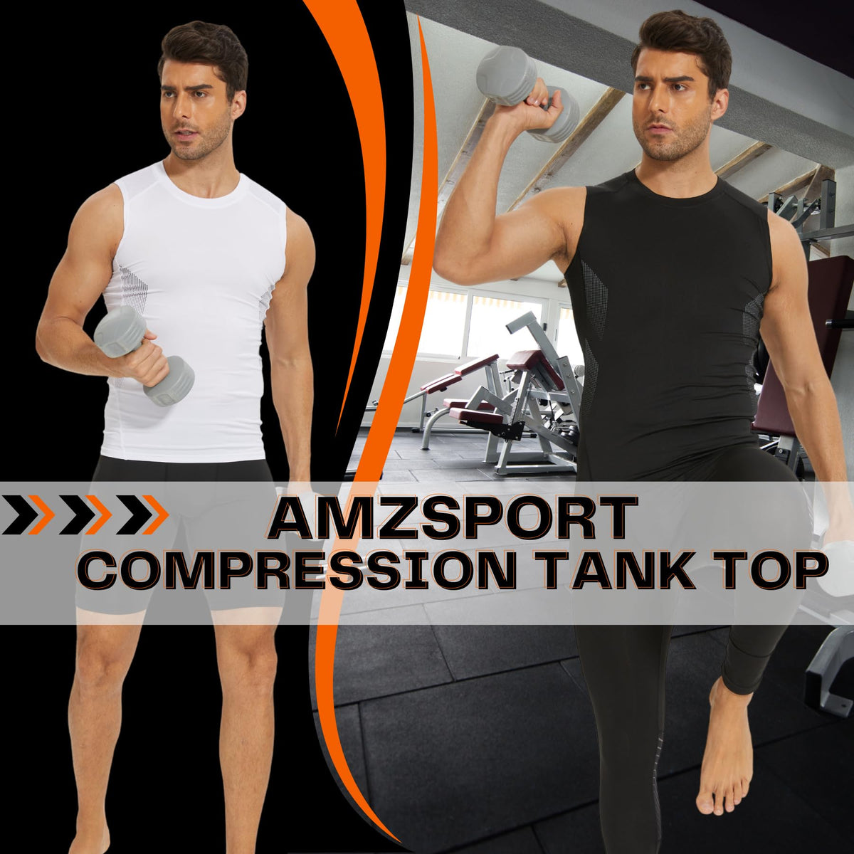 AMZSPORT Men's Sleeveless Compression Tank Top, Breathable