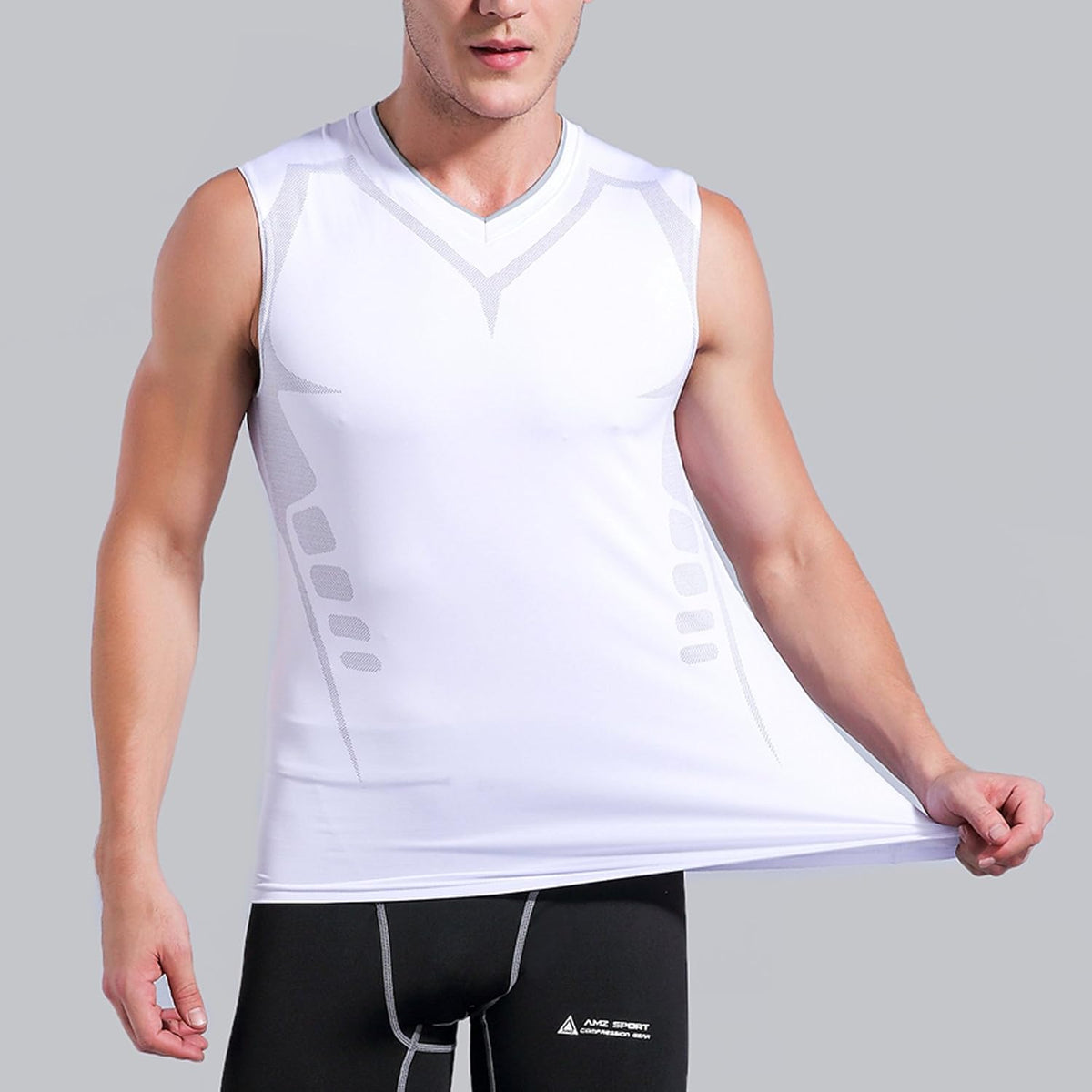 AMZSPORT Men's Compression Tank Top Sleeveless Base Layer Shirt
