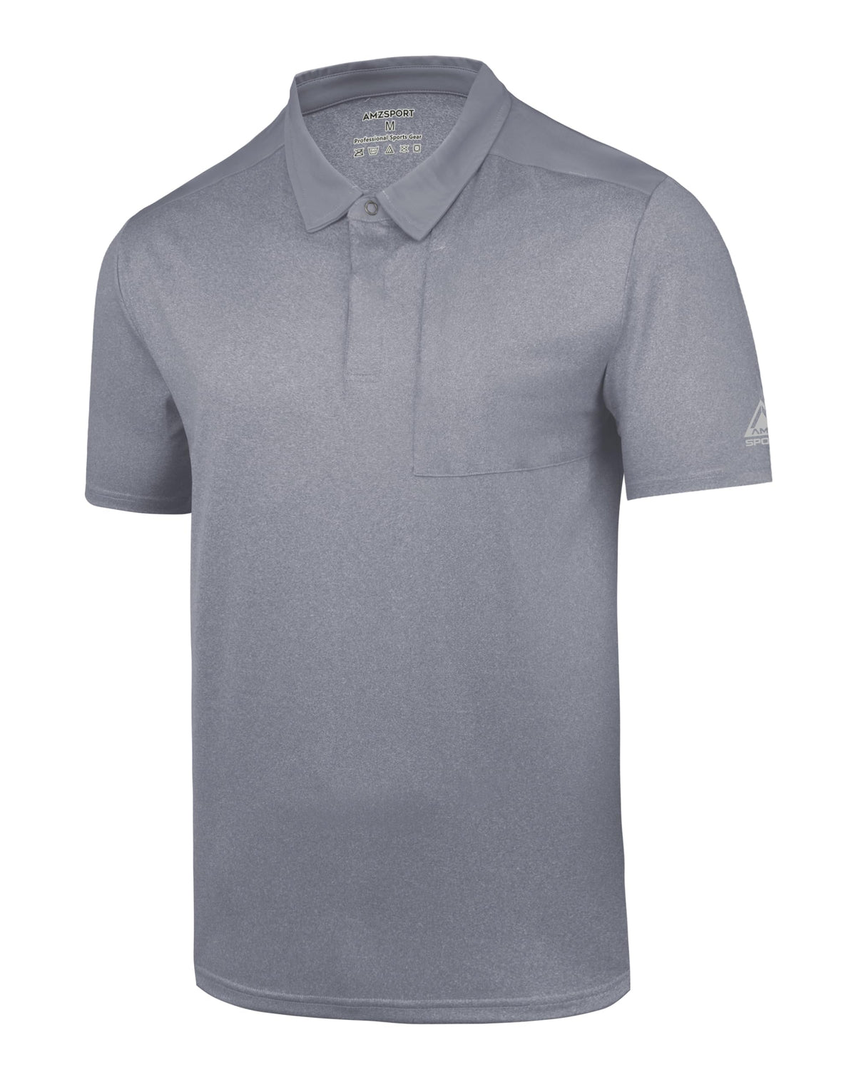 AMZSPORT Men's Short Sleeve Polo Shirt Quick-Dry Zip Pocket Sport