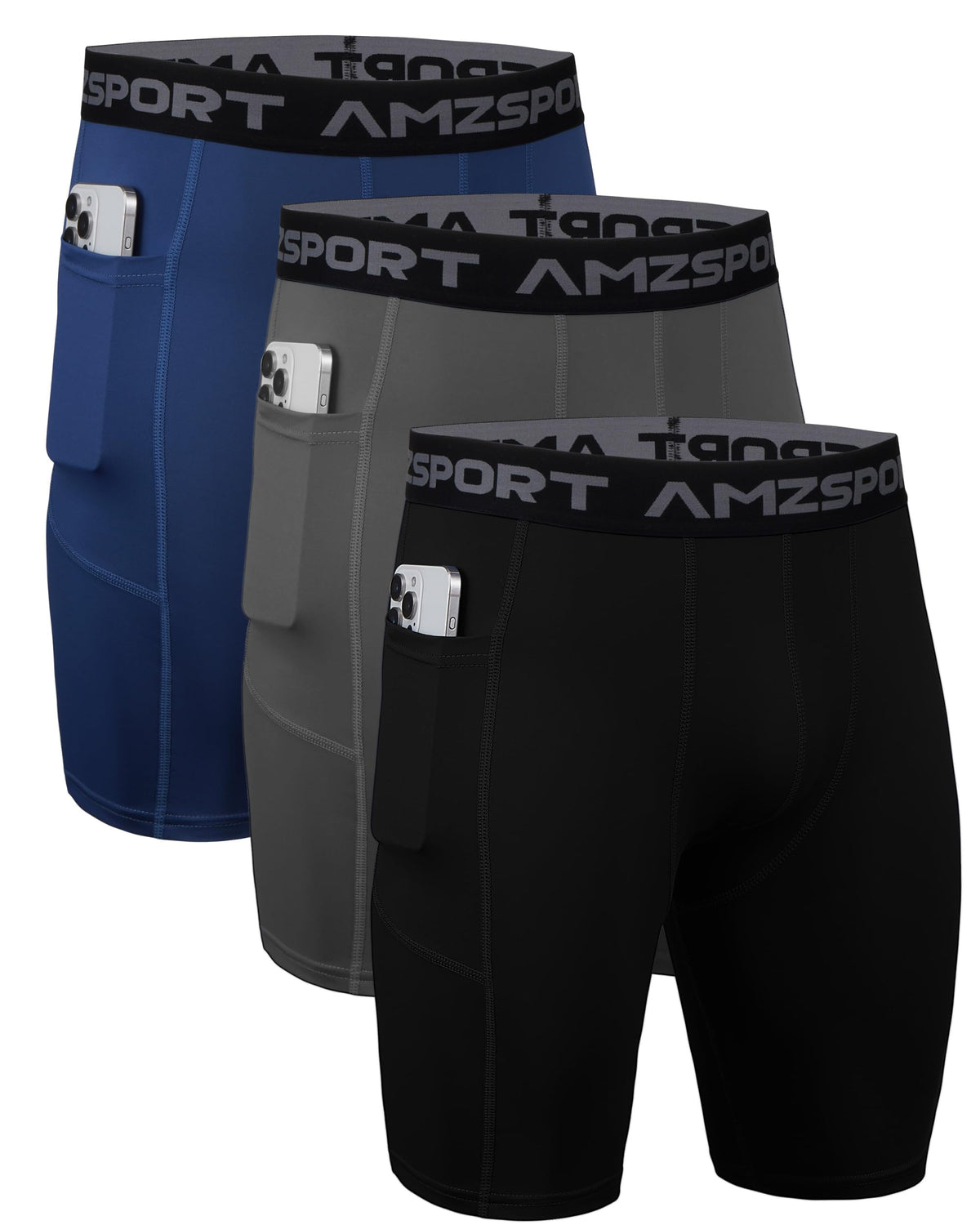 AMZSPORT Men's Breathable Compression Shorts