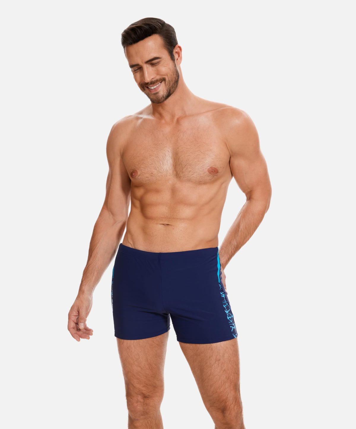 AMZSPORT Men's Tight-Fit Swim Trunks, Water Sports Swimwear