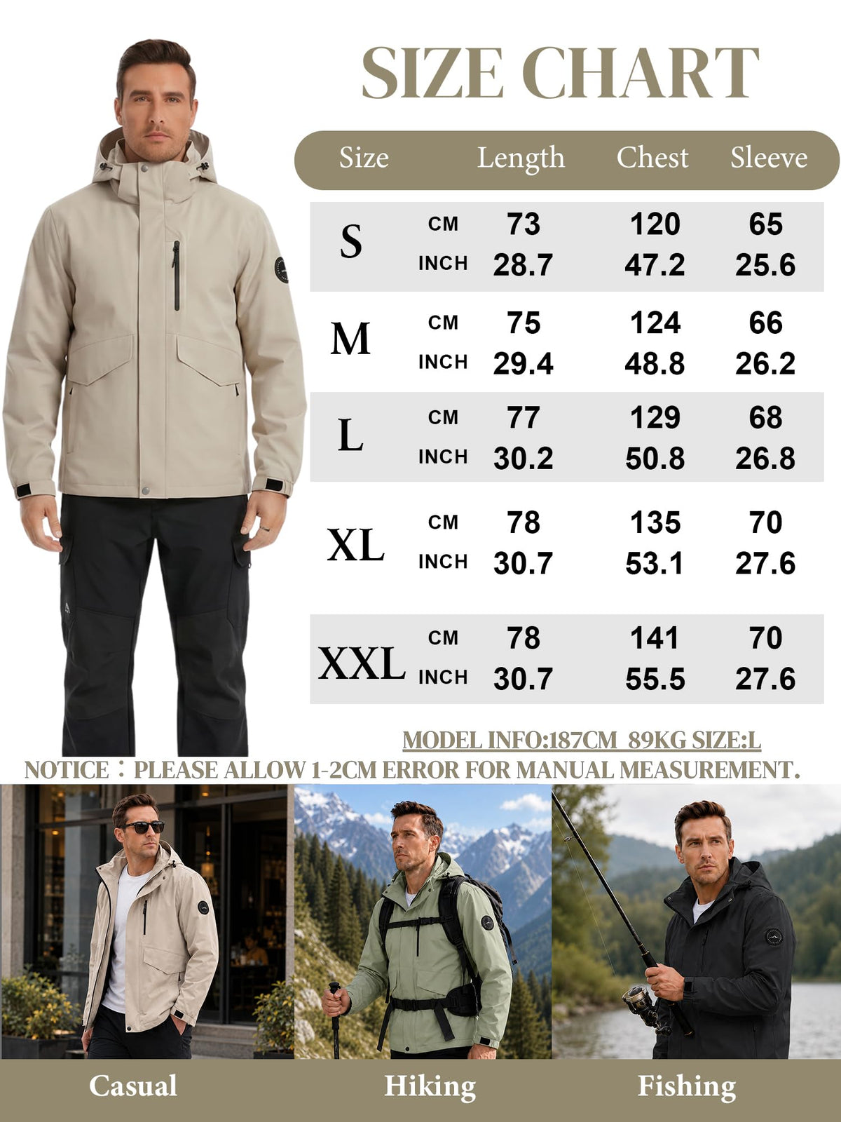 AMZSPORT Men's Hooded Rain Jacket
