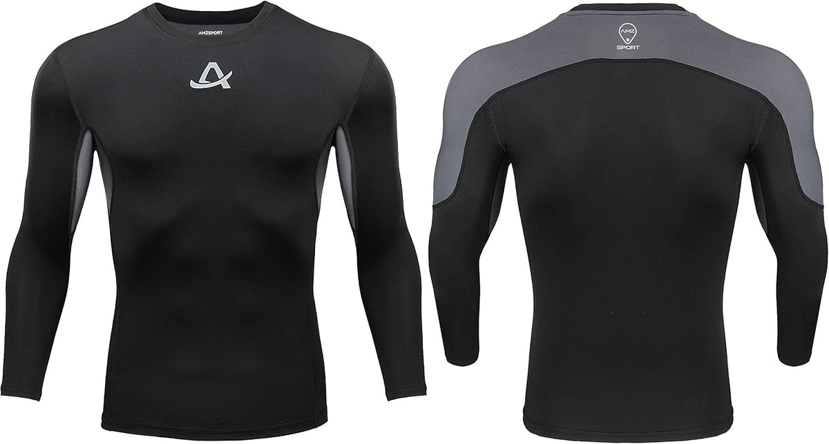 AMZSPORT Men's Long Sleeve Compression Shirt, Breathable