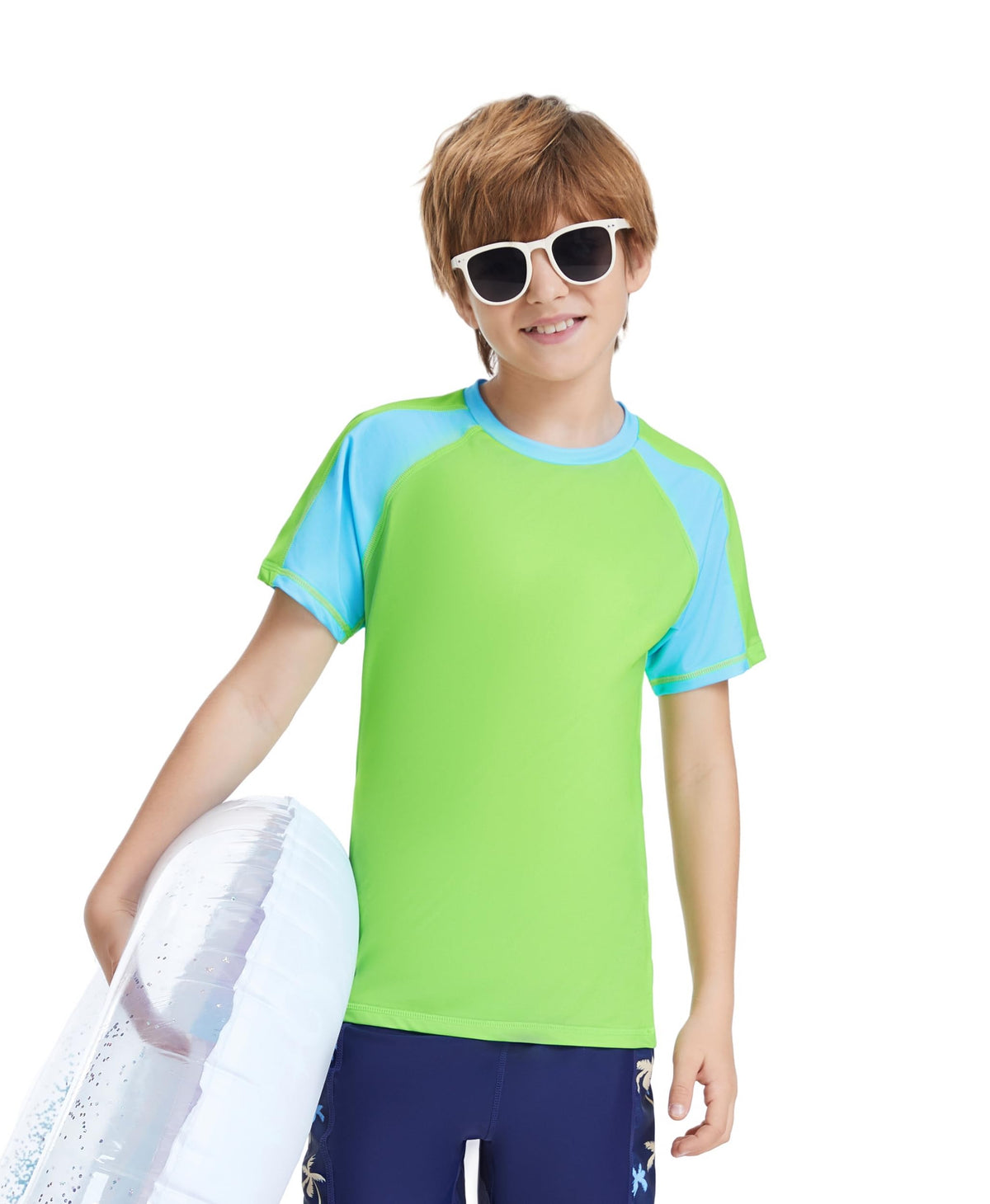 AMZSPORT Kids UPF 50+ Short Sleeve Swim Shirt