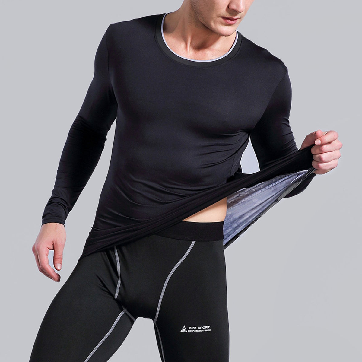 AMZSPORT Men's Long Sleeve Compression Shirt, All-Season