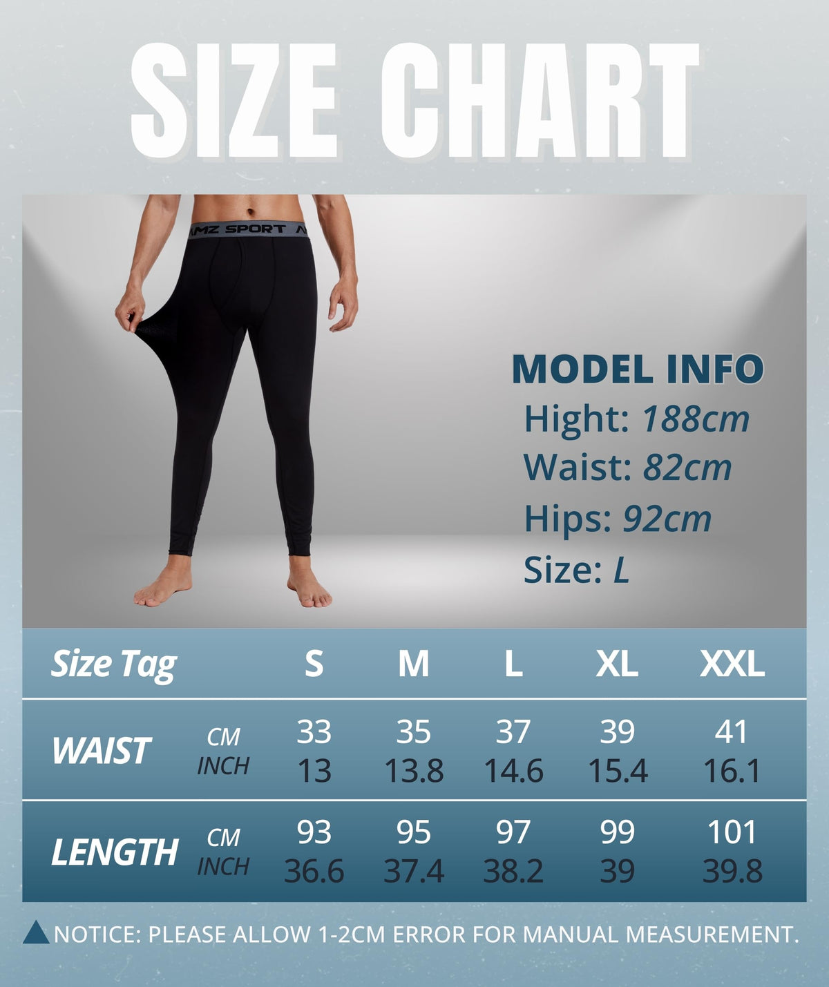 AMZSPORT Men's Thermal Underwear Long Johns Winter Base Layer Pants