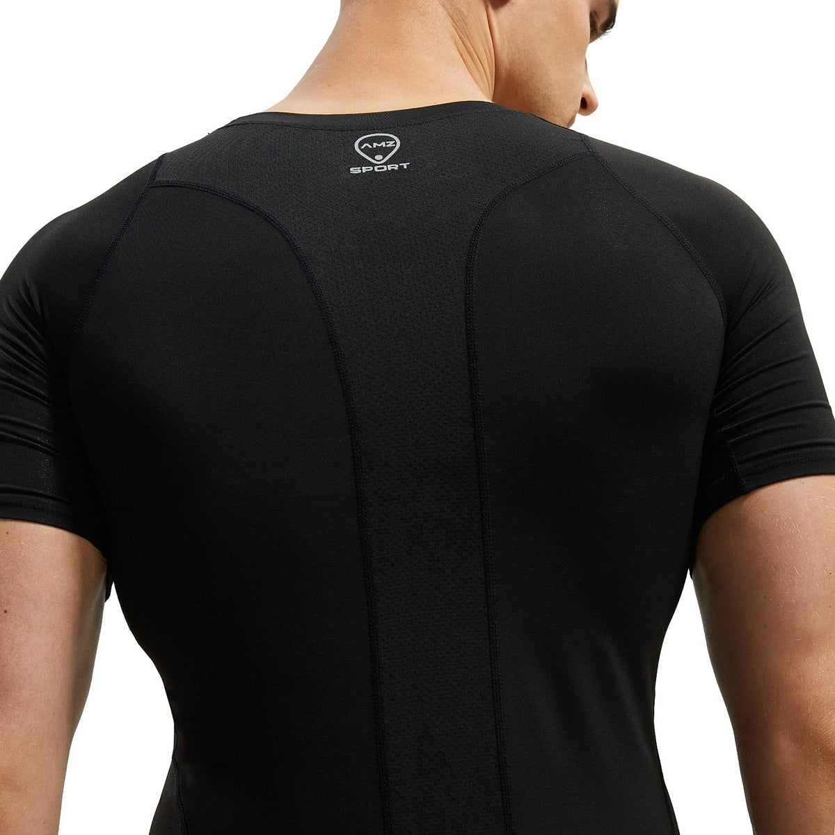 AMZSPORT Men's Breathable Compression Shirt, Short Sleeve