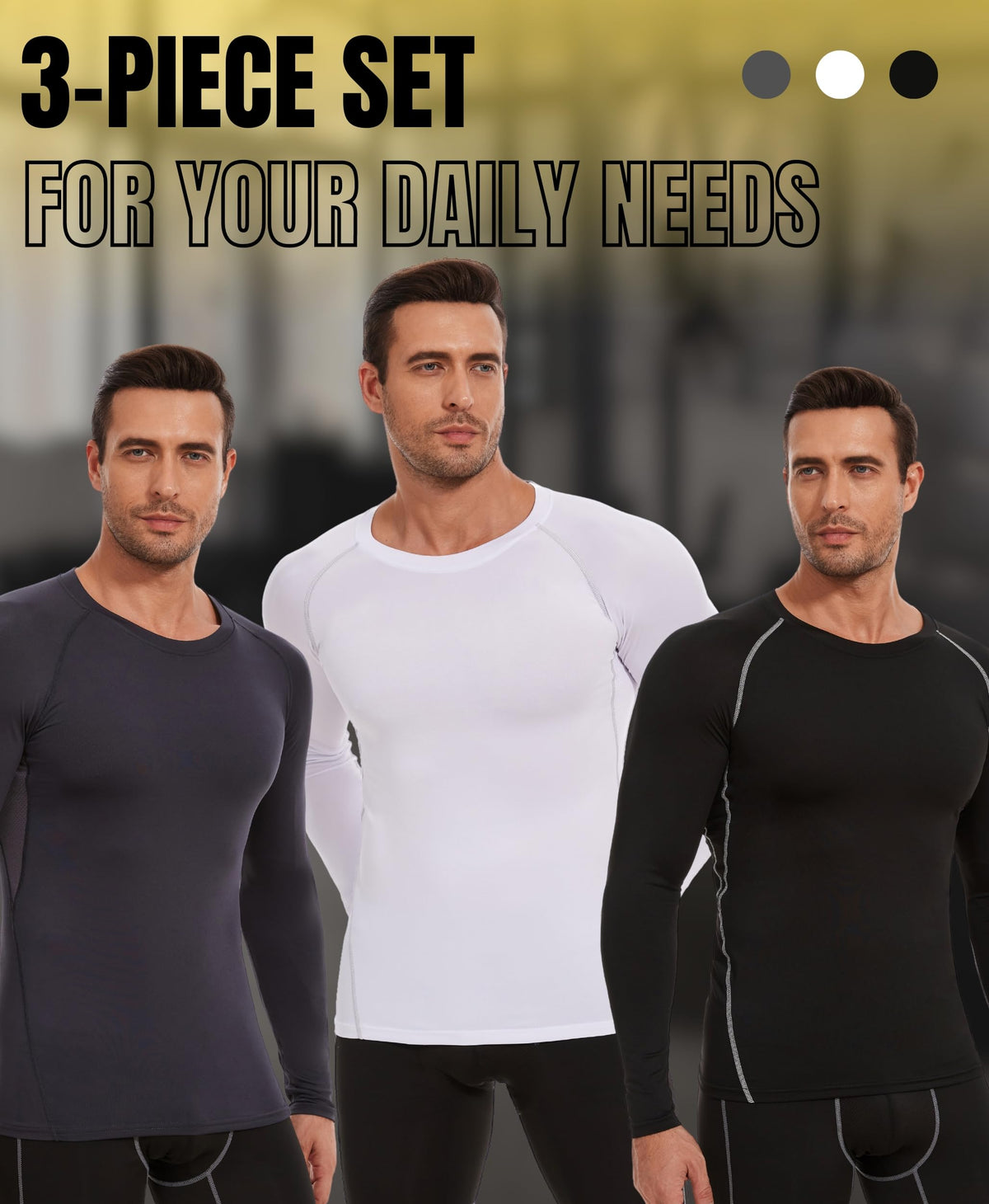 AMZSPORT Men's Long Sleeve Compression Running Shirt Quick Dry
