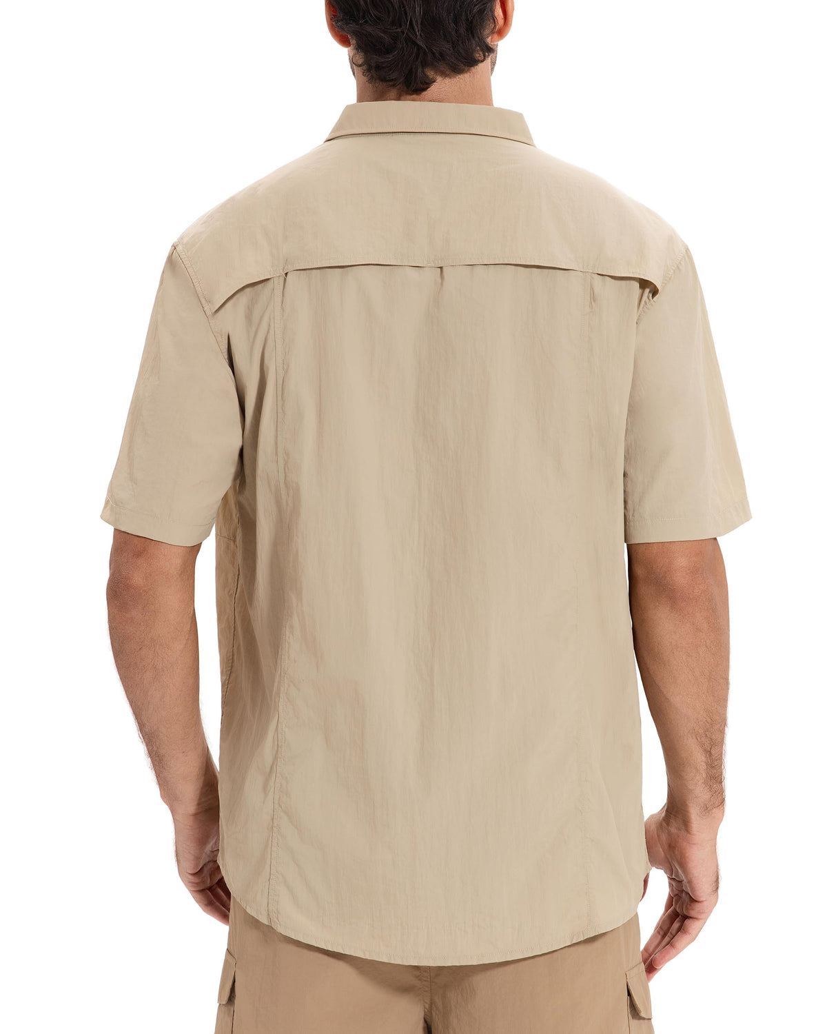 AMZSPORT Men's Quick-Dry Short Sleeve Button Shirt with Pockets