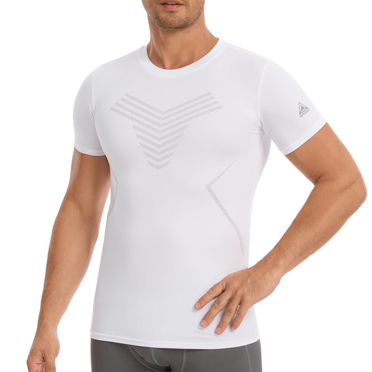 AMZSPORT Men's 1/2-Pack Short Sleeve Compression Shirt Running Top