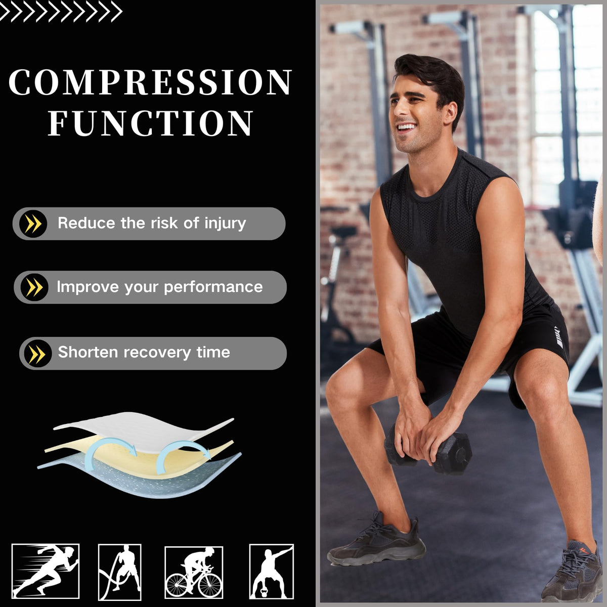 AMZSPORT Men's Sleeveless Compression Tank Top, Breathable