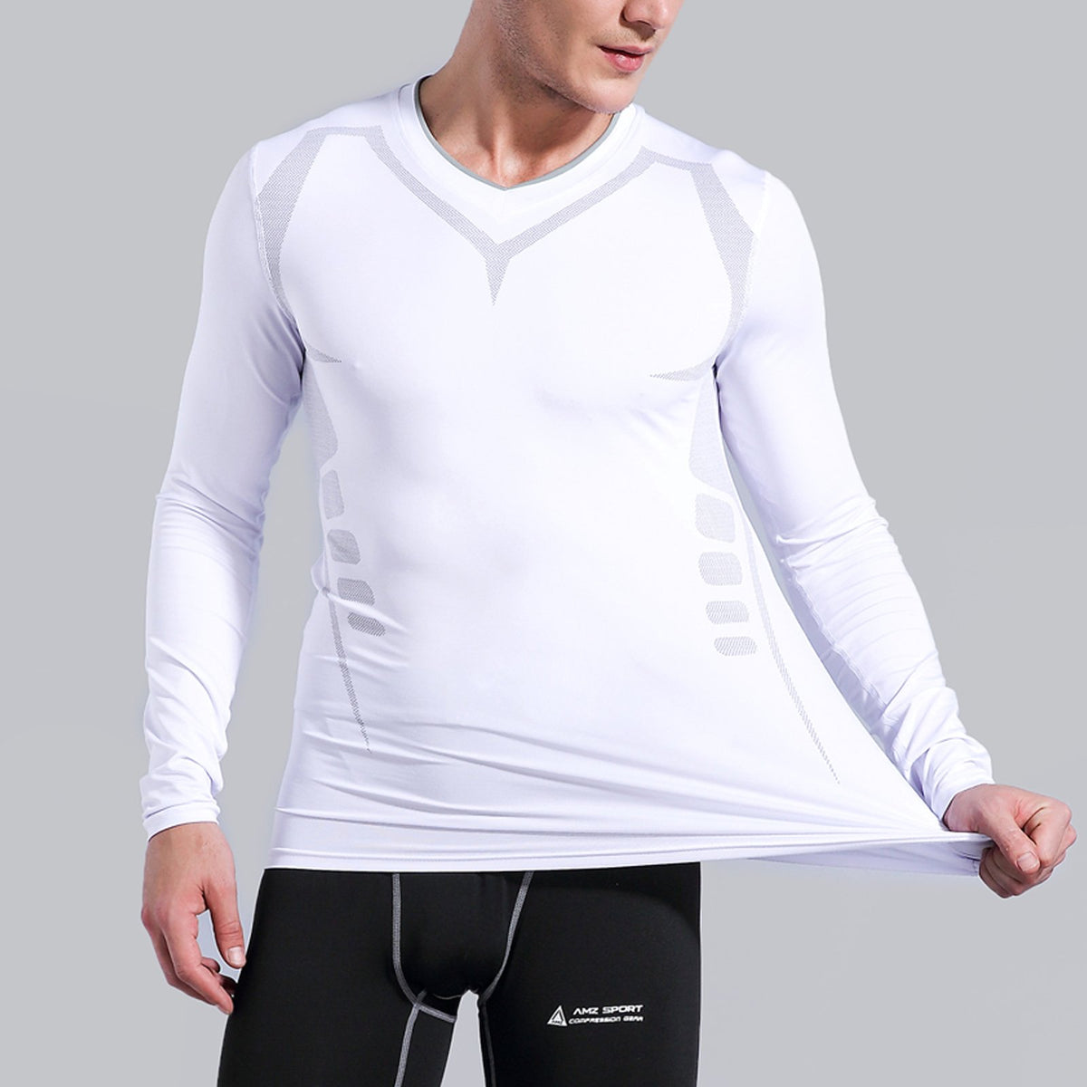AMZSPORT Men's Long Sleeve Compression Shirt, All-Season