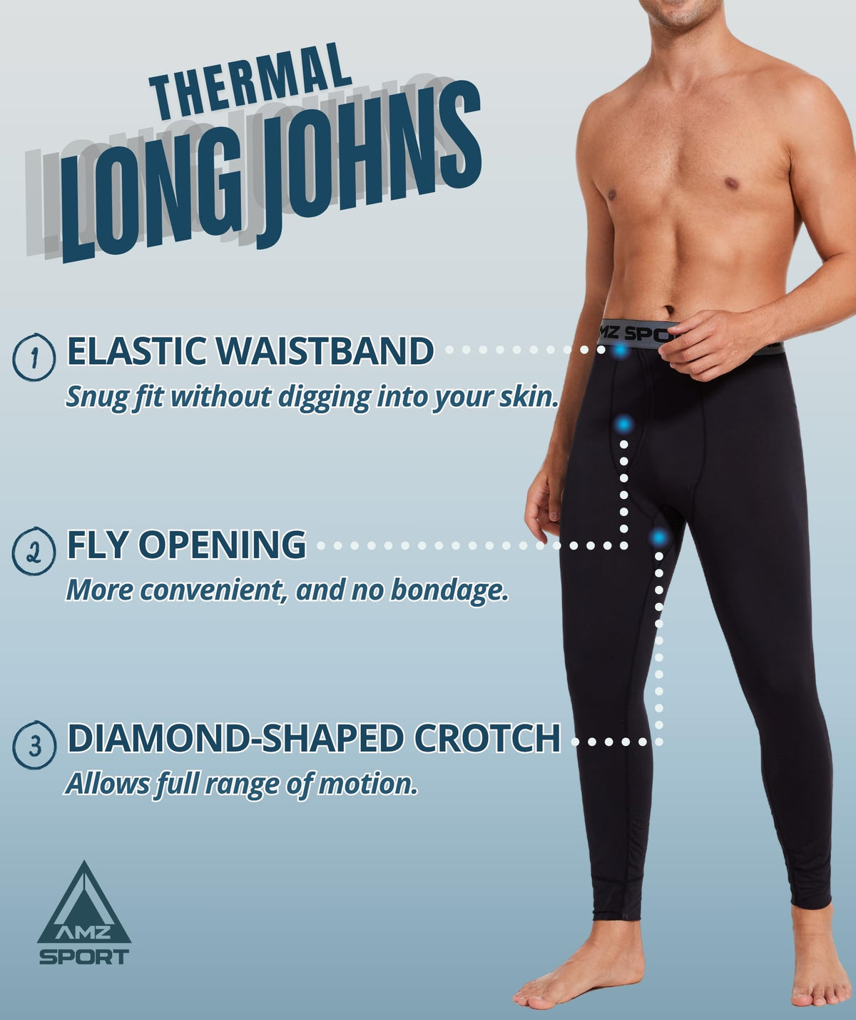 AMZSPORT Men's Thermal Underwear Long Johns Winter Base Layer Pants