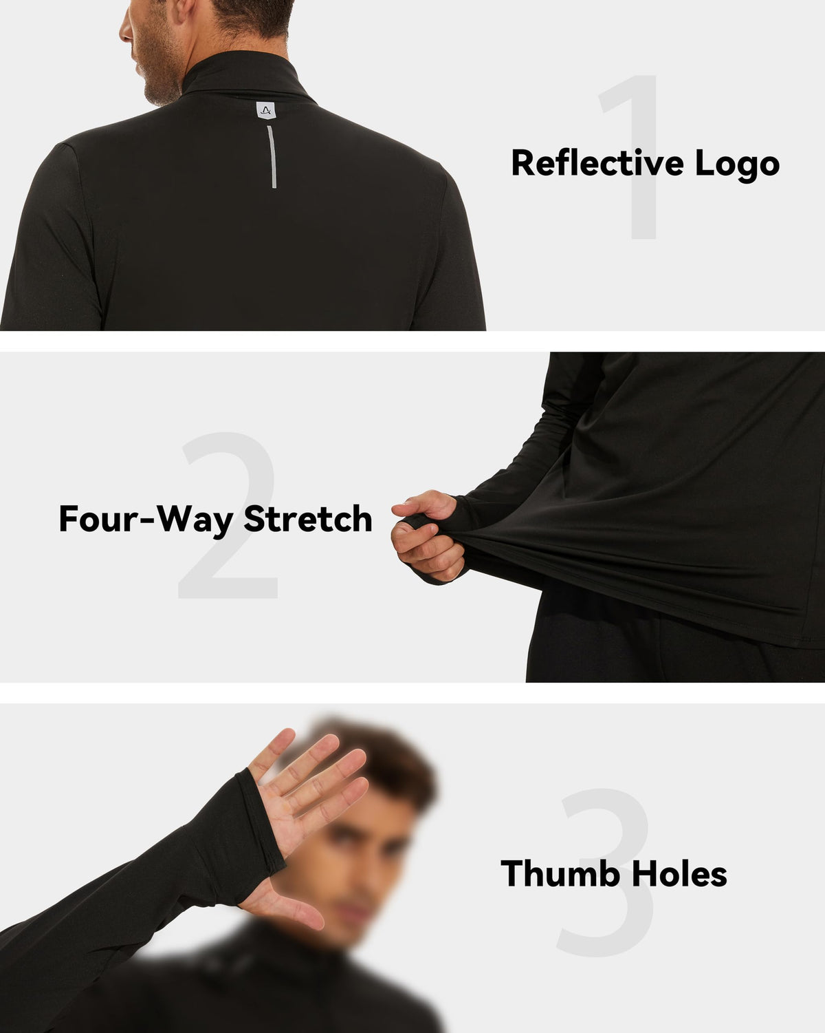 AMZSPORT Men's 1/4 Zip Long Sleeve Running & Training Shirt