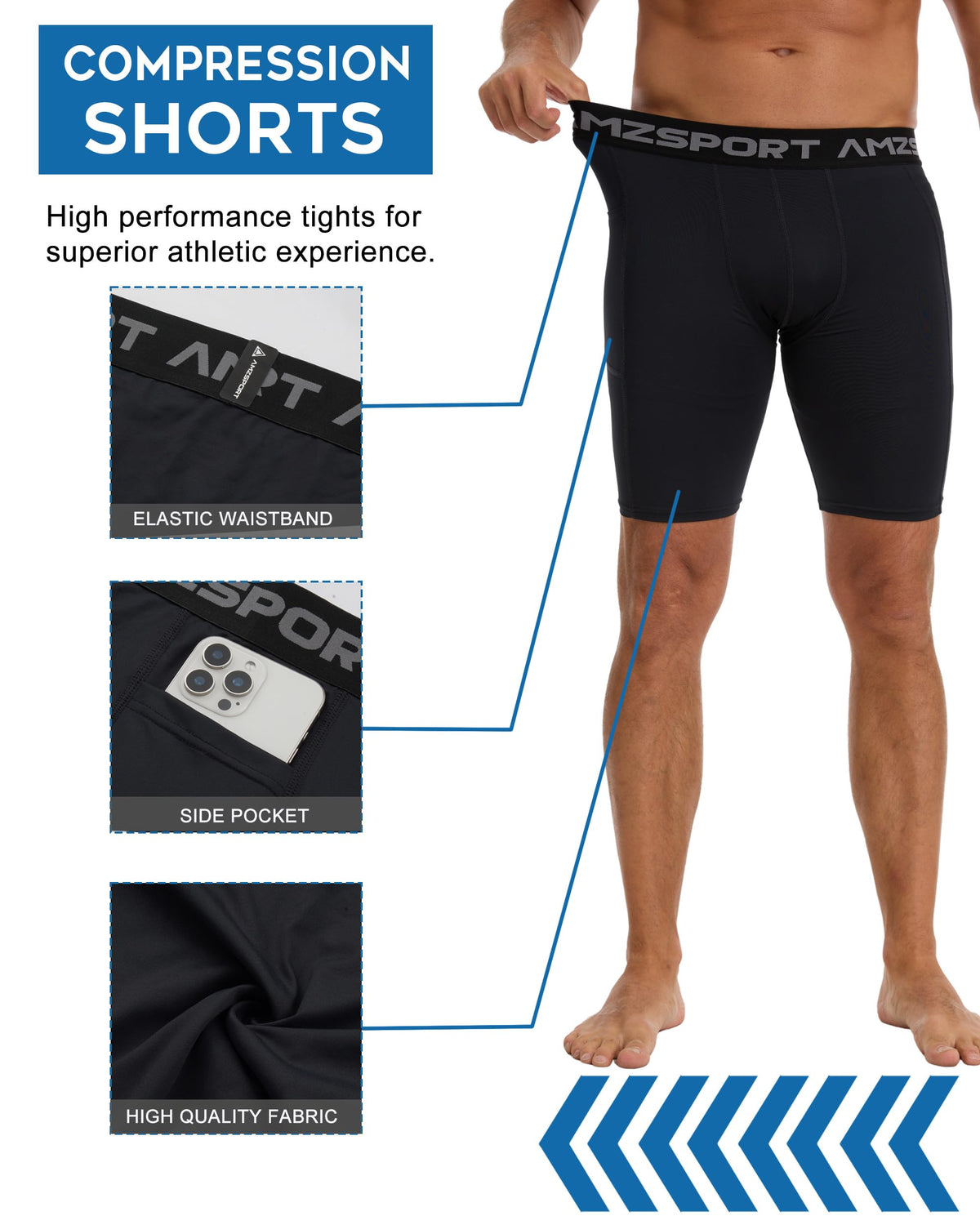AMZSPORT Men's Breathable Compression Shorts
