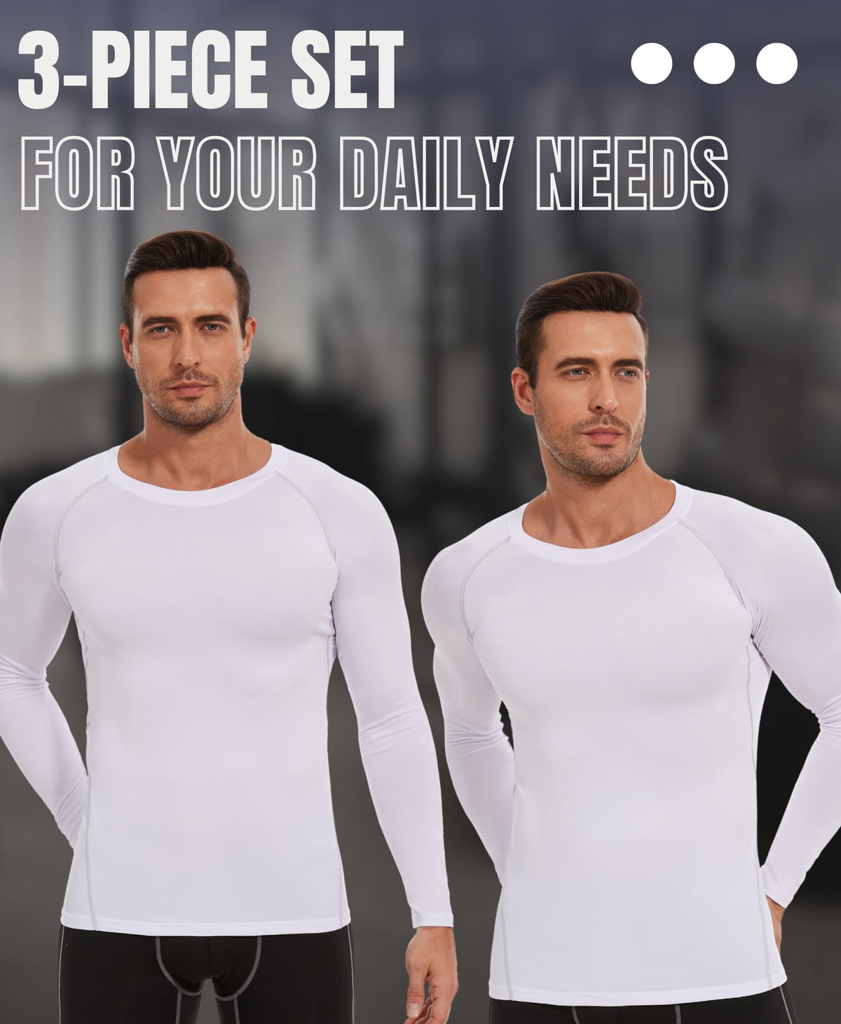AMZSPORT Men's Long Sleeve Compression Running Shirt Quick Dry