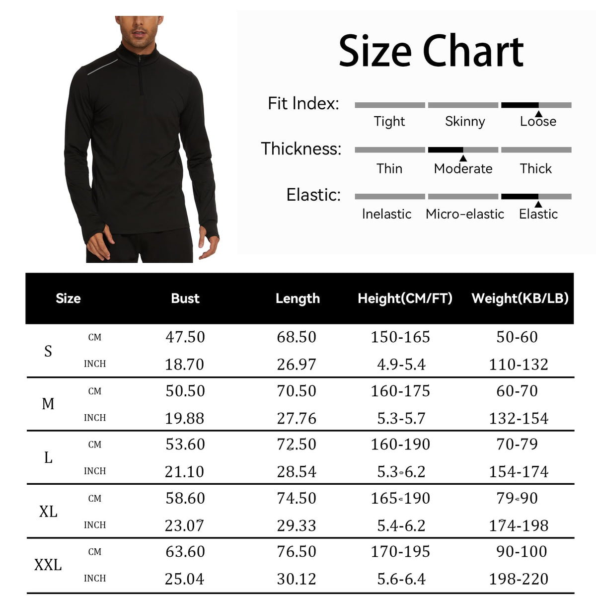 AMZSPORT Men's 1/4 Zip Long Sleeve Running & Training Shirt