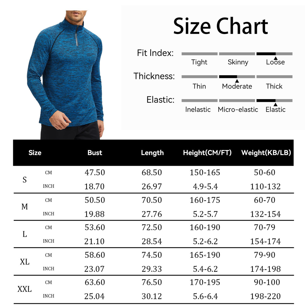 AMZSPORT Men's 1/4 Zip Long Sleeve Running & Training Shirt