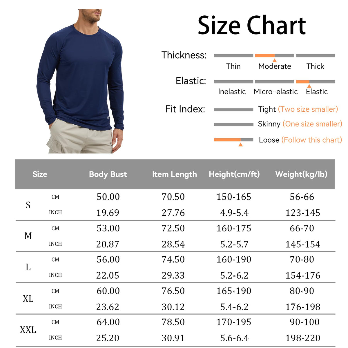 AMZSPORT Men's 3-Pack UPF 50+ Long Sleeve Sun Protection Shirt