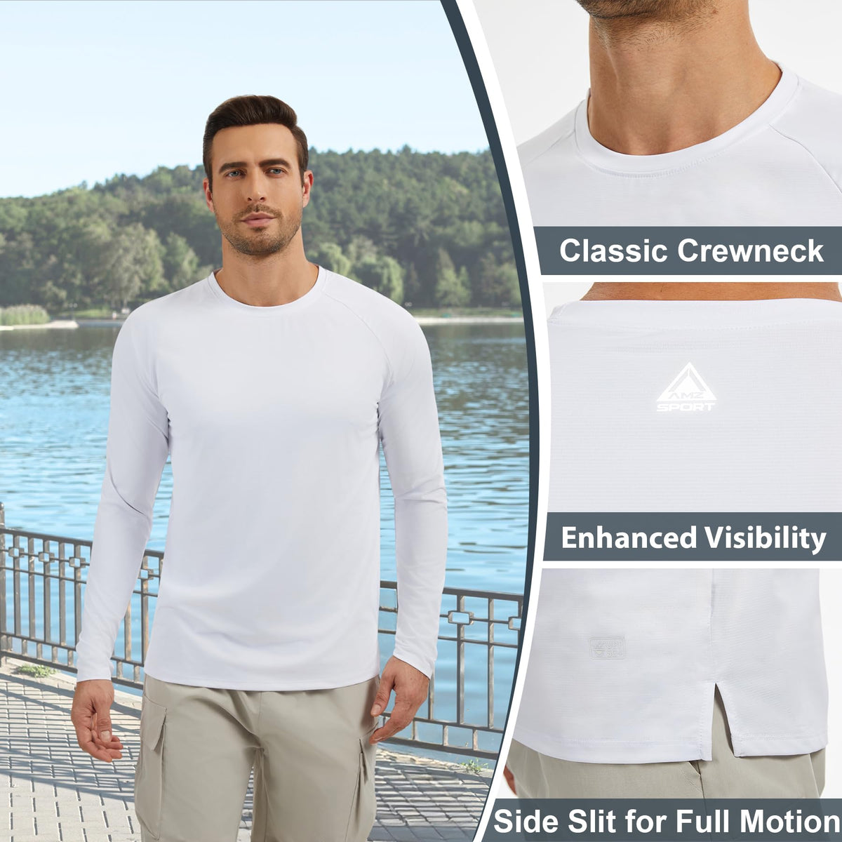 AMZSPORT Men's 3-Pack UPF 50+ Long Sleeve Sun Protection Shirt