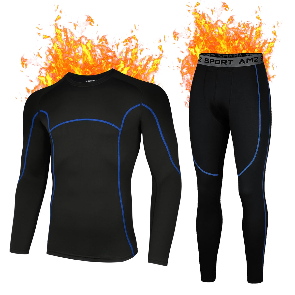 AMZSPORT Men's Warm Thermal Underwear Set, Base Layer