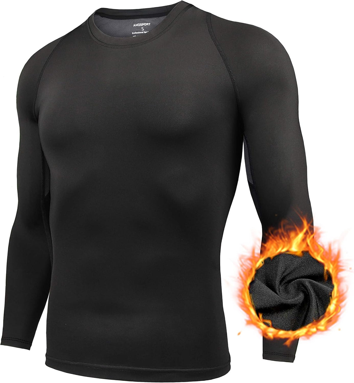 AMZSPORT Men's Long Sleeve Compression Shirt, Breathable