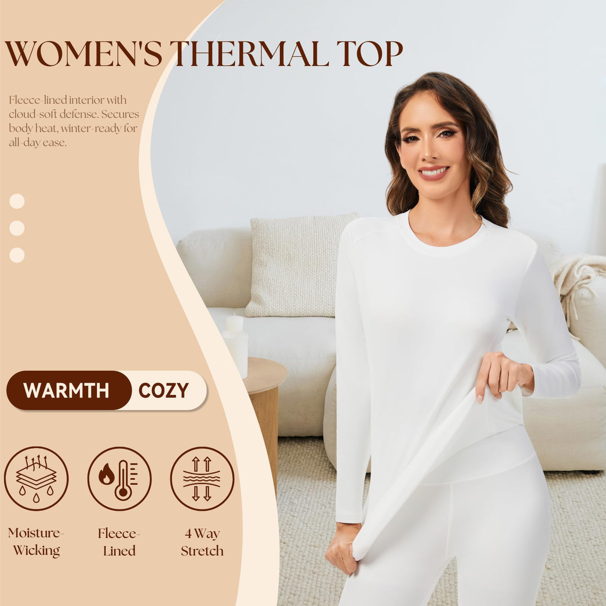 AMZSPORT Women's Thermal Long Sleeve Shirt Slim Fit Winter Base Layer