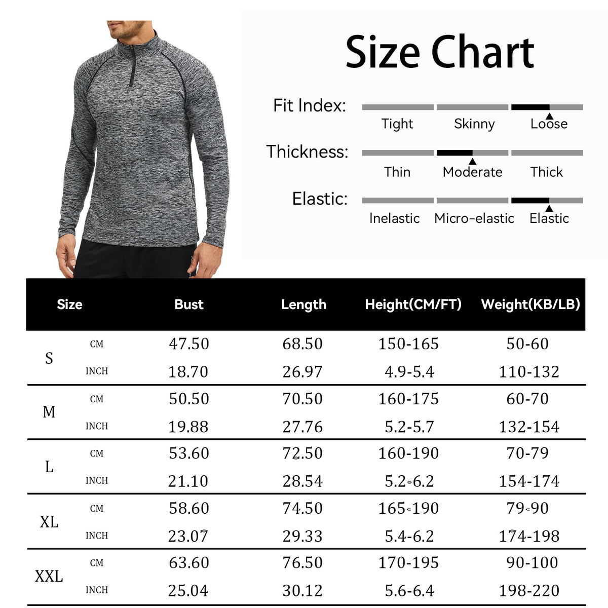 AMZSPORT Men's 1/4 Zip Long Sleeve Running & Training Shirt