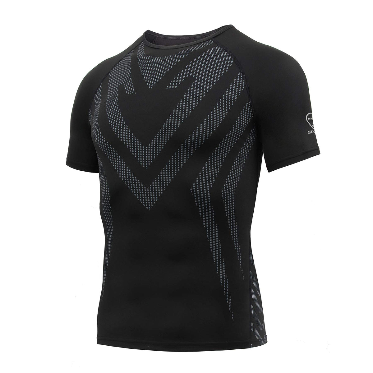 AMZSPORT Men's Short Sleeve Compression Shirt Quick-Dry Running