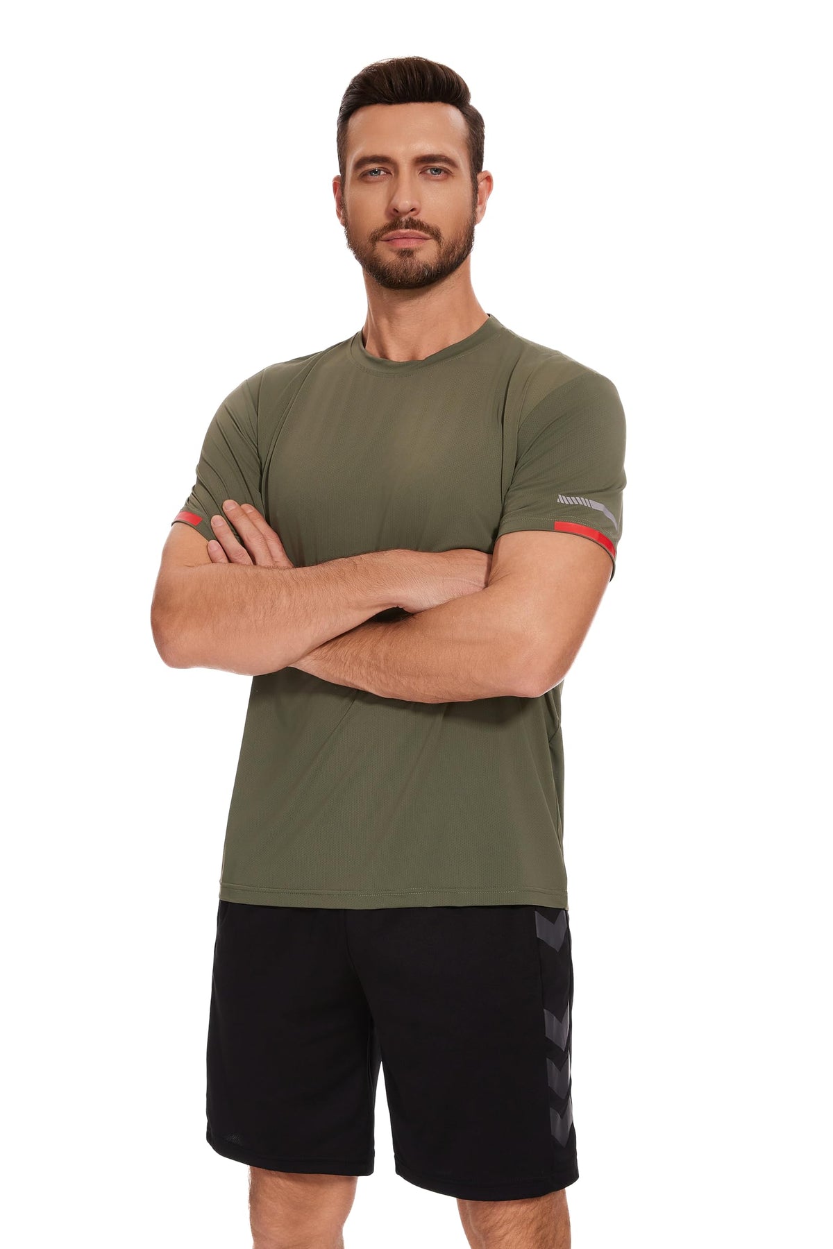 AMZSPORT Herren Sport T-Shirts, 3/5er-Pack Atmungsaktive & Schnelltrocknende Mesh Kurzarmshirts für Laufen, Training & Fitness